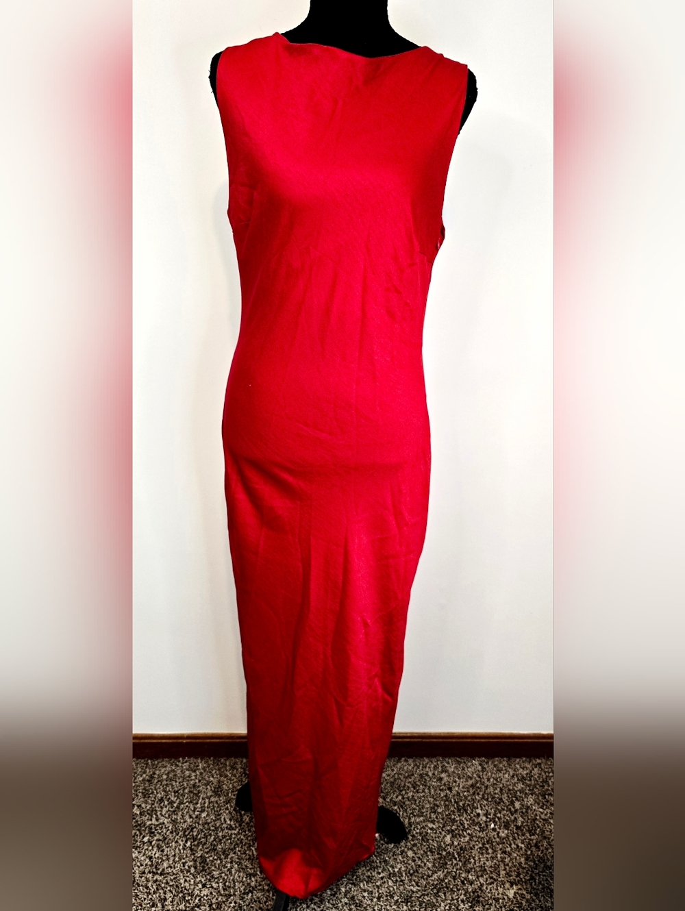 Missguided Red Maxi Dress Sleeveless Bodycon Formal Evening NWT Sz L Prom - Picture 2 of 12